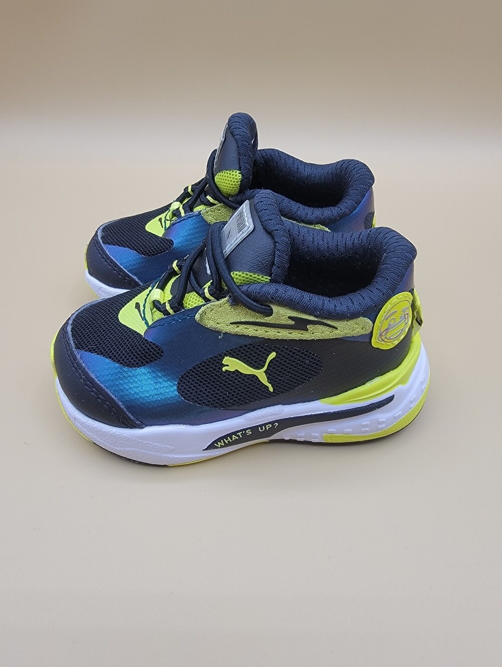 Puma RS Fast Emoji Toddler's Shoes Size 4C Black Neon White Little Kid's Sneaker